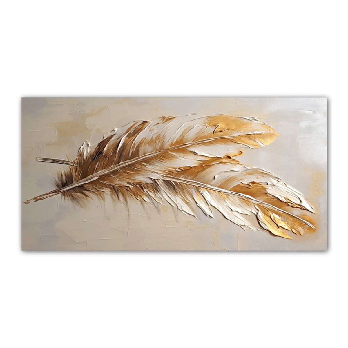 Gold Feather III 3d Heavy Textured Partial Oil Painting